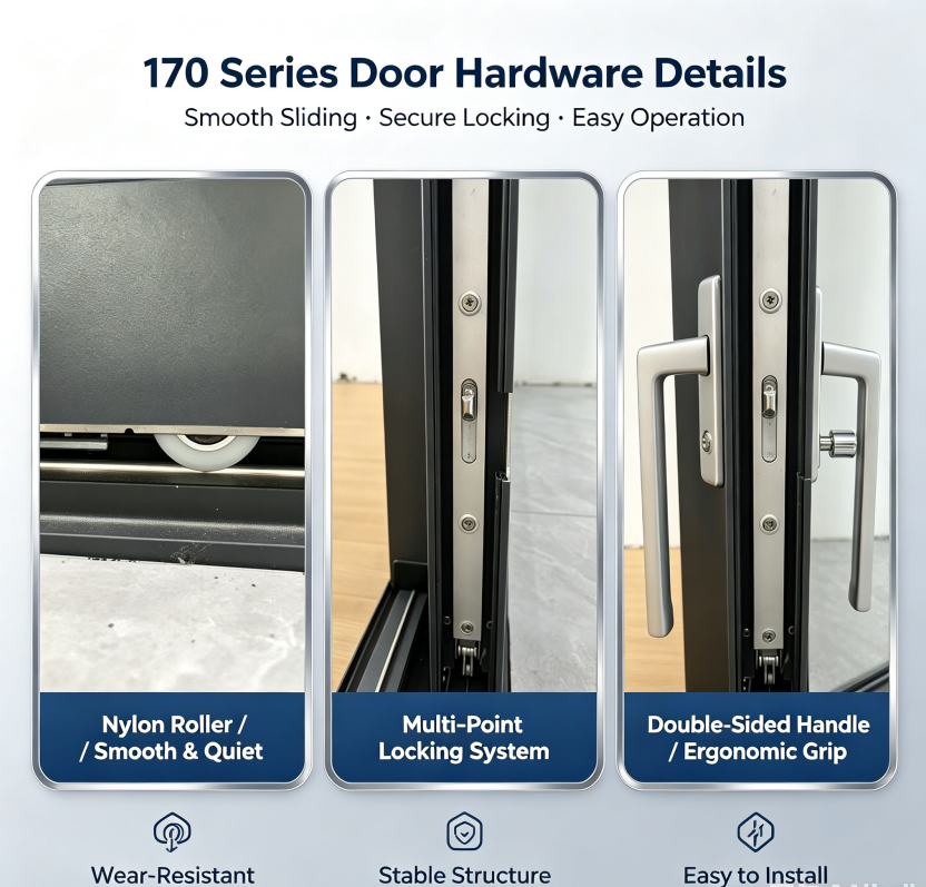 Aluminium Exterior Sliding Doors Heavy Duty Lift and Slide Door Detail Shot