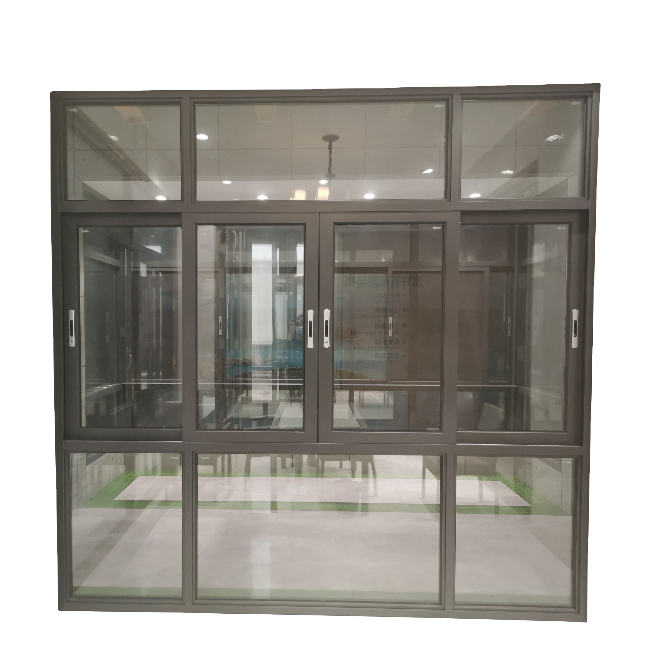 Fuson New Office Building Sliding Window 2 Or 3 Panels Tempered Glass Windows Sliding Aluminum Profile Glazed Window