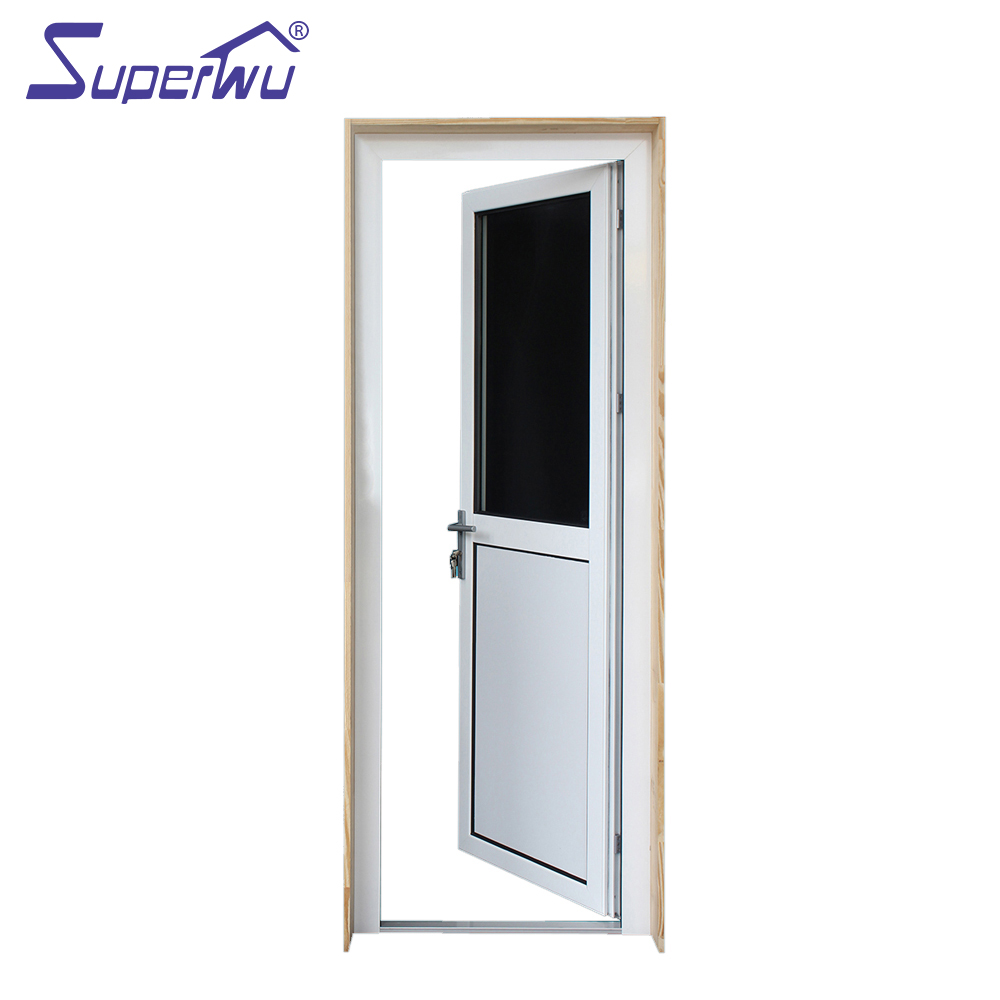 New Design Half Toughened Glass Half Aluminum Panel Hinged Doors Aluminum Glazed French Doors