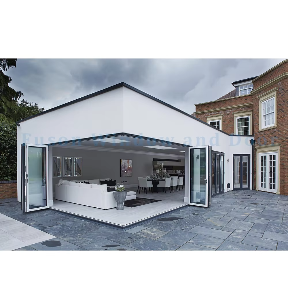 Fuson Latest Design Bi-Fold Doors Waterproof Puertas Abatibles Aluminum Frame Folding Doors and Aluminum Glass