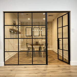 China Supplier Customized Size Metal Framed French Wrought Iron Indoor Walls Divider Aluminium Glass Doors