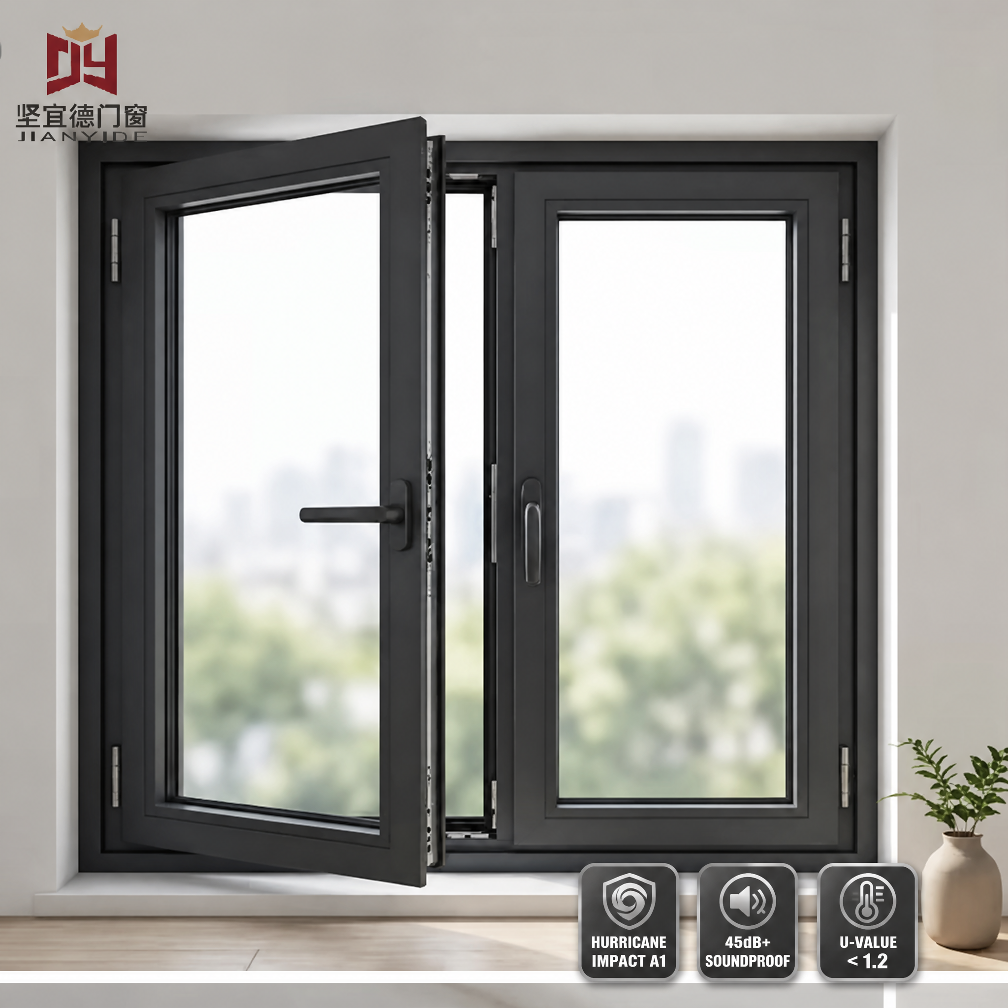 Heavy Duty 86 Series Aluminum Casement Window, Large Section 798 Type Window Frame For Villa &amp; House