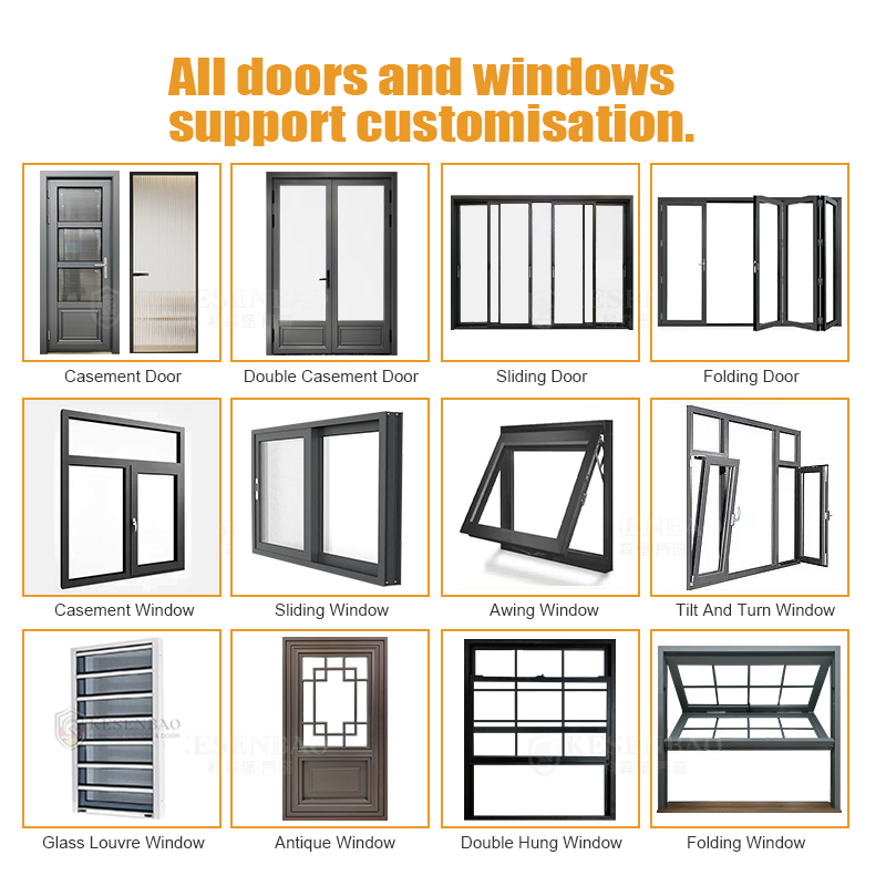 Soundproof Double Glass Aluminum Casement Door Aluminium Swing Door for Hospital House Use