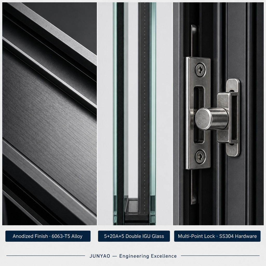 Balcony Residential Bi-Fold Window Aluminum Thermal Break 5+20A+5 Low-E Soundproof Hurricane Resistant CE NFRC For Home