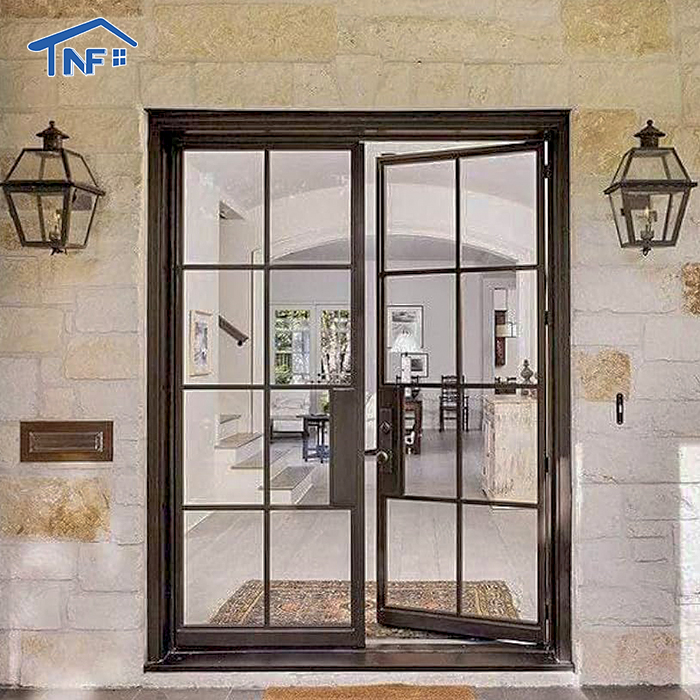 Aluminum Hinged Patio Doors European Standard Double Panels Swing Style Door Modern French Glass Casement Entry Doors