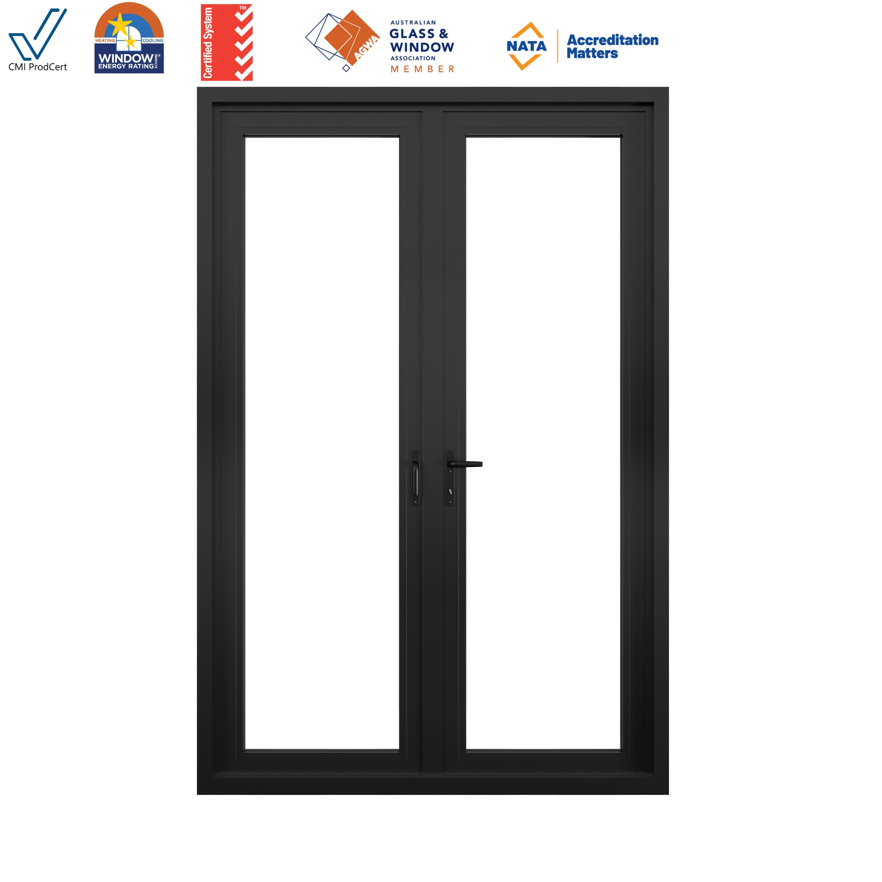 AS2047/AS2208/AS4666/AS1288/AGWA Australian Standard Modern Double Glazed Thermal Break Aluminum Casement Door with Flysecreen