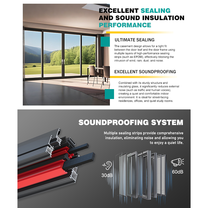 Soundproof Aluminum Alloy Swing Door Acoustic Glass Casement Door Bedroom Office Quiet Living Interior Door Finished Minimalist