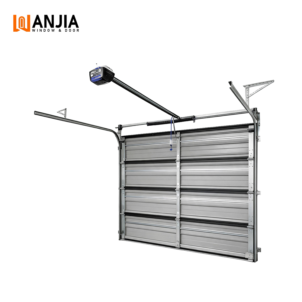 Classical Aluminum Wood Black Glass Windows Electric Powered Sectional Garage Door
