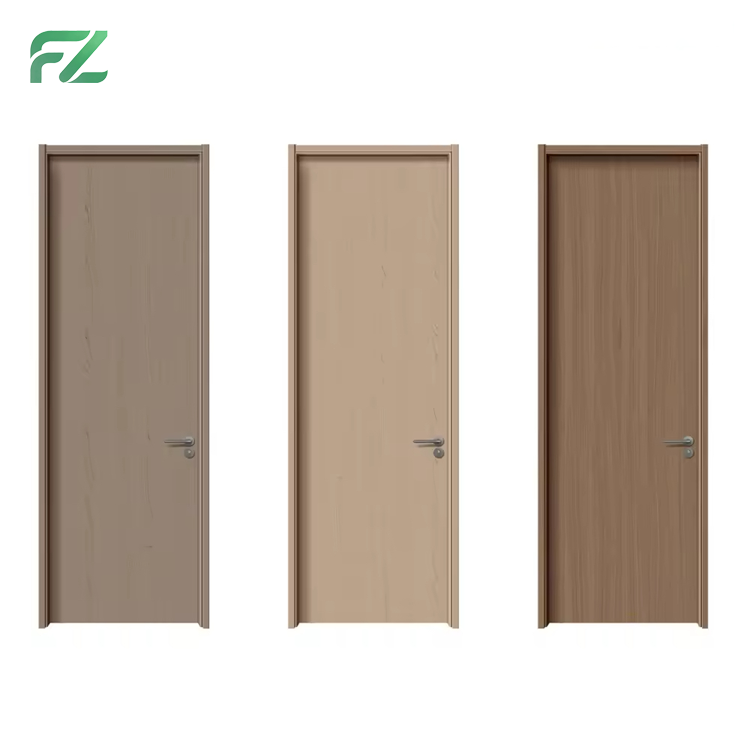 Custom Size Fire-Rated Soundproof Aluminum Interior Doors Simulated Wood Grain Finish Water Resistant Minimalist Design Bathroom