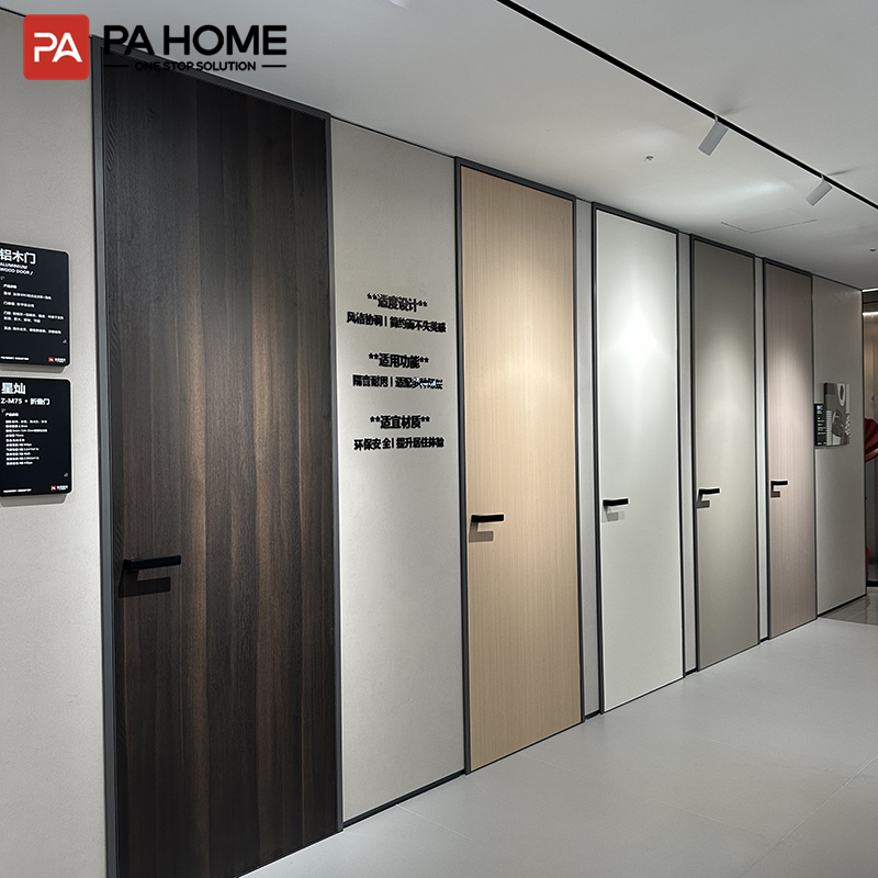 PA Modern Design Hotel Furniture Interior Decorations Slim Indoor Aluminium Profile Wooden Guest Room Doors