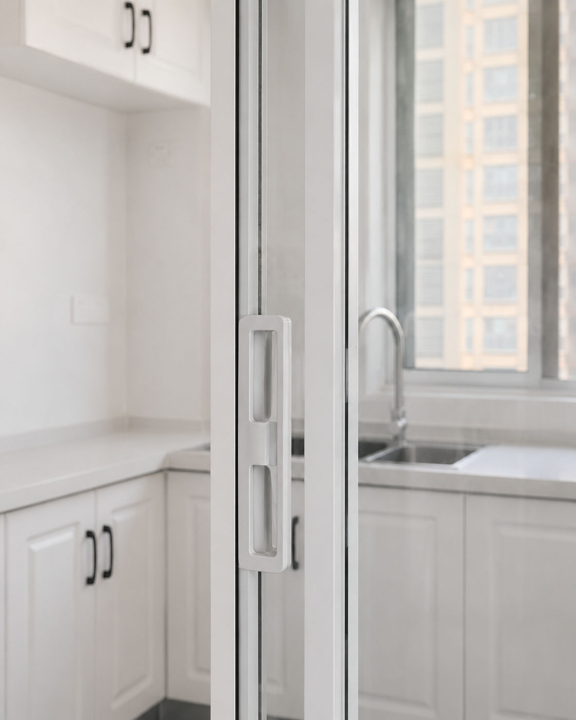 Factory Custom White Aluminum Kitchen Sliding Door 2 Panel Glass Balcony Partition Door