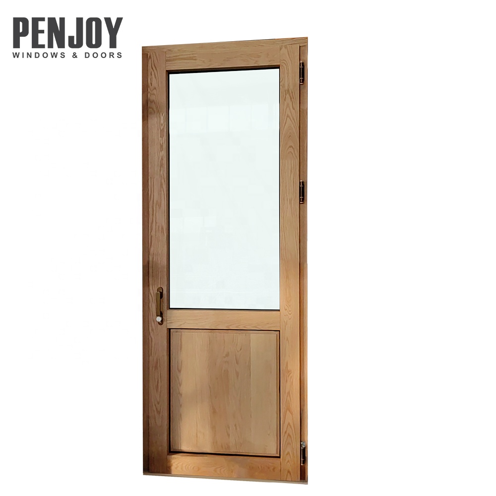 Penjoy Aluminum Clad Wood Solid Core Entry Door Thermal Insulation Custom for Villa Residential Hotel Europe Standard