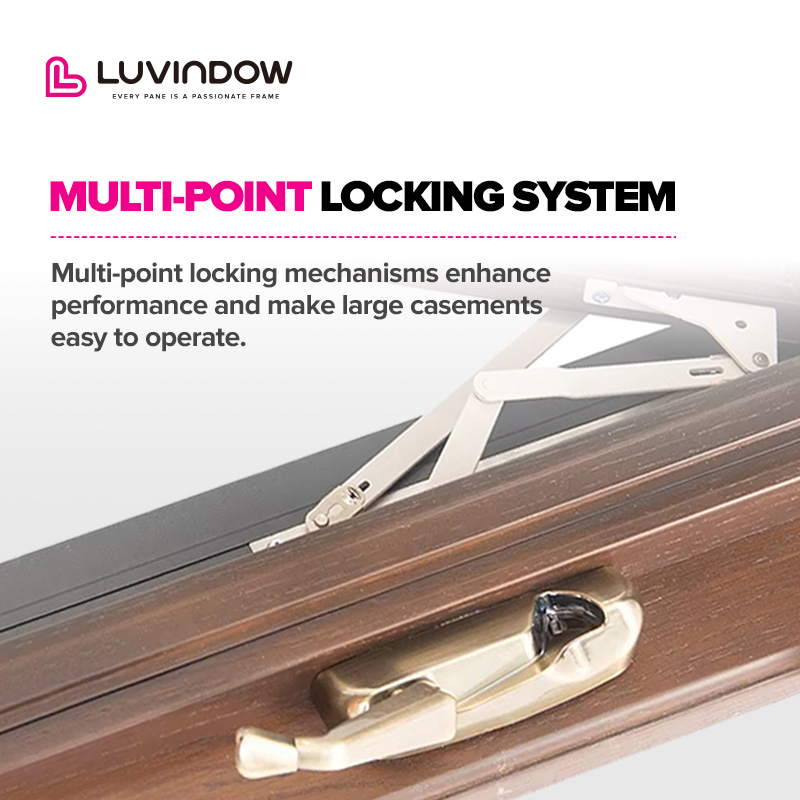 Energy Efficient Aluminum Clad Wood Casement Windows Crank Out Opening Heat Insulated Low-E Glass Windows for House
