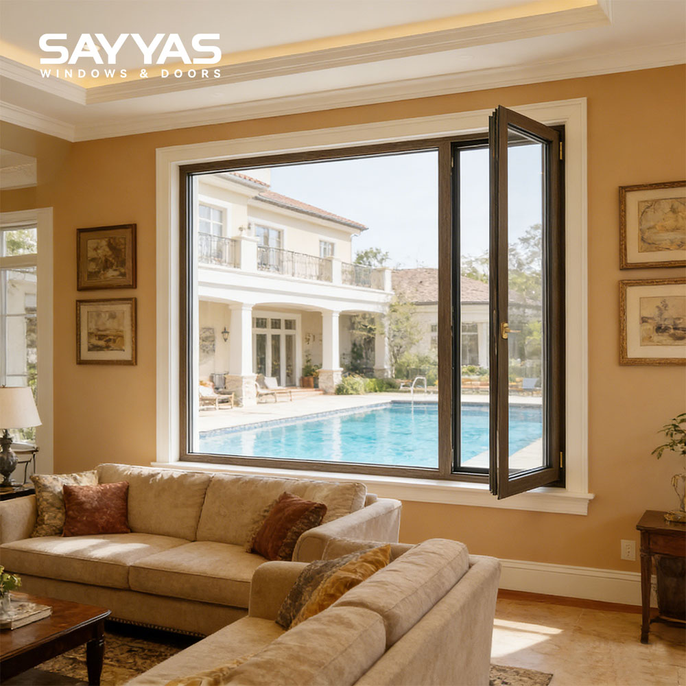 Sayyas Windows P120 Modern PHI Certified Energy Efficient Alu-Wood Composite Soundproof Heat Insulation Windows Kitchen Bathroom