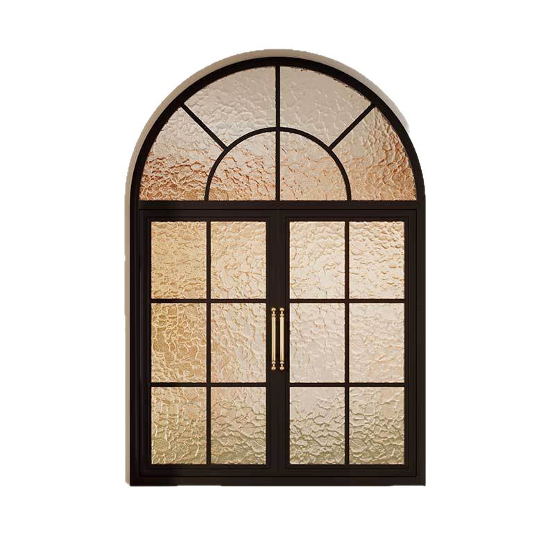 Premium French Style Arched Aluminium Alloy Casement Window Fluted Glass for Residential Interior