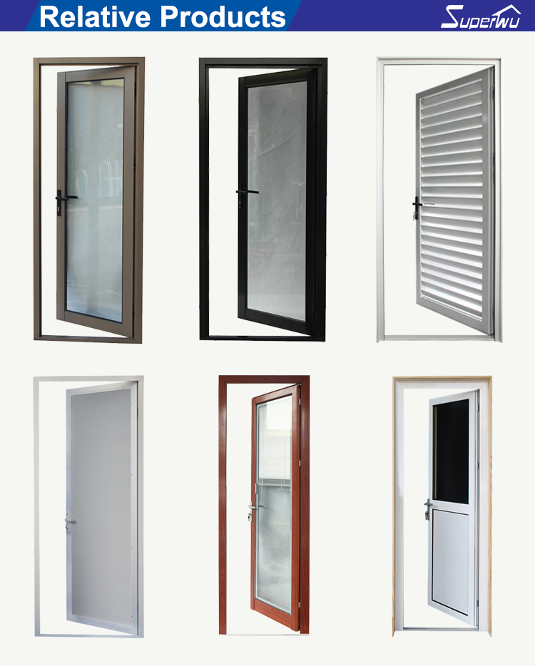 Superhouse NFRC/FPA Hurricane Proof Impact Rated Aluminum Swing Door Aluminium Plate Door Customized Color Hinged Door