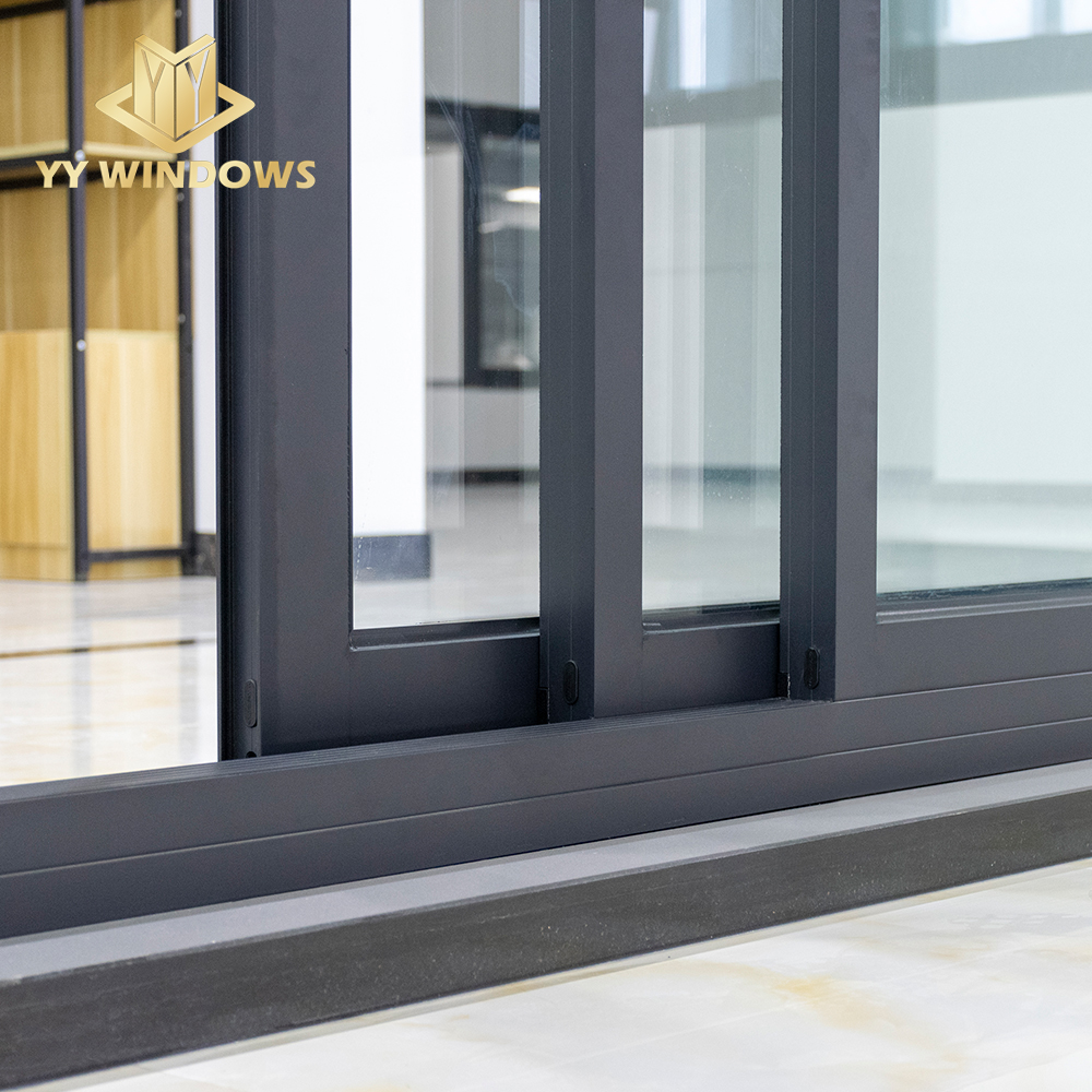 NFRC Certification Soundproof Interior Dividers Aluminum Glass Sliding Doors with Screen