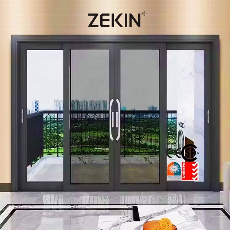 Modern Design NFRC AS2047 Sliding Patio Door Customized Size Aluminum Double Glass Sliding Door with Mesh Screen