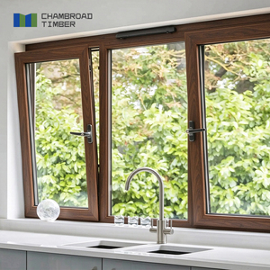 CHAMBROAD Aluminum Wood Composite Window Double Glazed Low-E Glass German Fittings