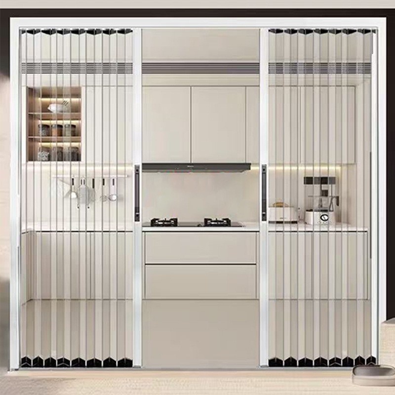 Modern Transparent Acrylic Crystal Panel Aluminum Alloy Folding Sliding Invisible Door Retractable Balcony Living Room Bathroom