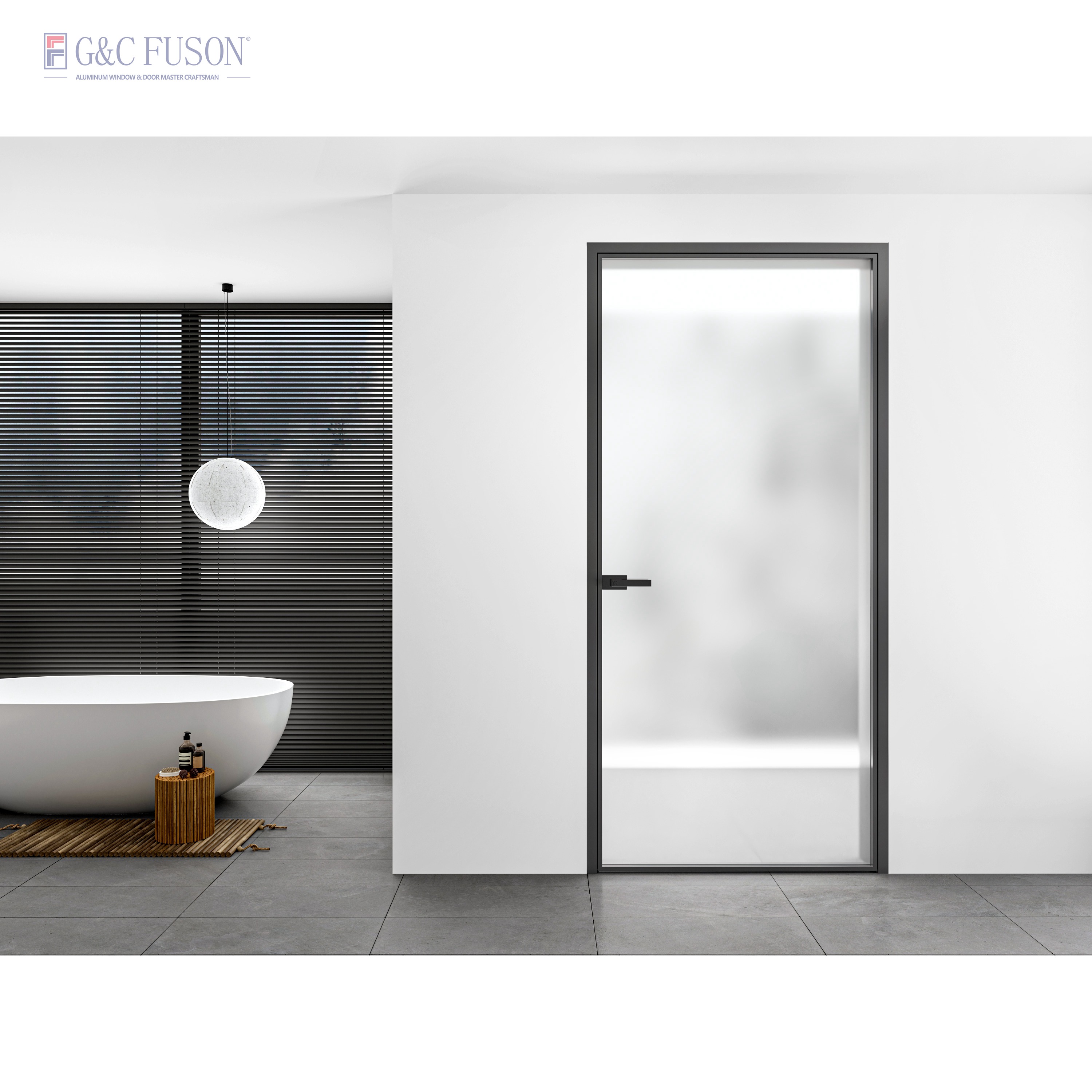 Hotel Room Glass Interior Casement Door With Lock Kitchen House Bedroom Door Office Aluminum Frame Swinging Glass Swing Door