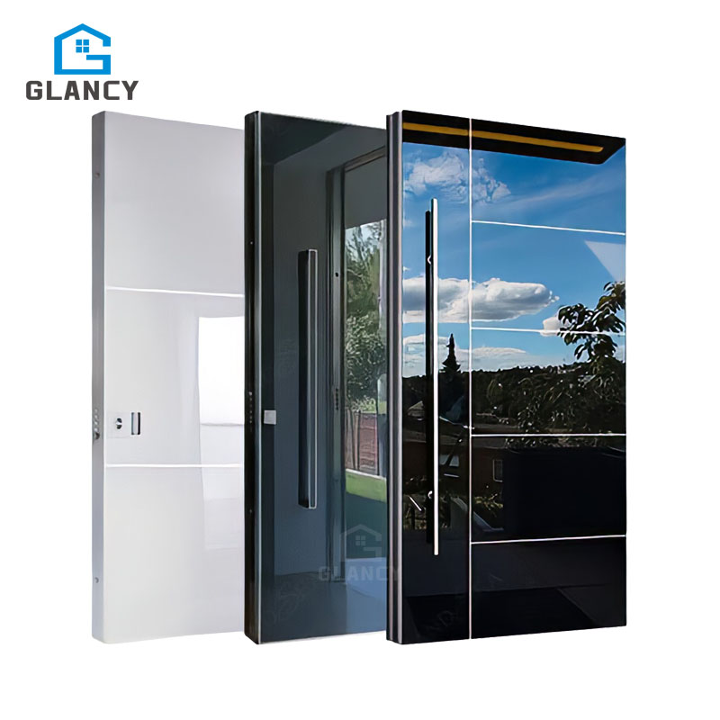 Security House Main Front Cheaper For Home Exterior Entrance Entry Main Black Steel Aluminium Pivot Doors