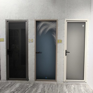 Factory Price Modern Finished Interior Bathroom Door Aluminum Alloy Frosted Glass Side Opening Durable Apartment Use