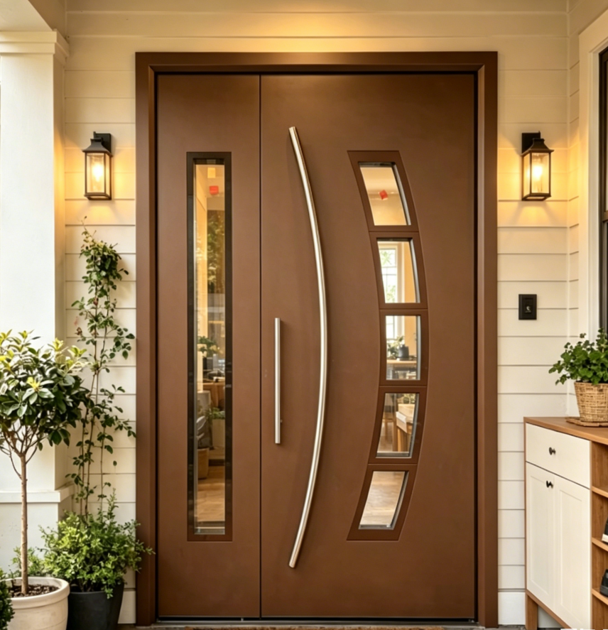 Luxury Smart Entrance Doors Cast Aluminum Metal Single Front Entry Anti Theft Aluminum Alloy Exterior Security Doors