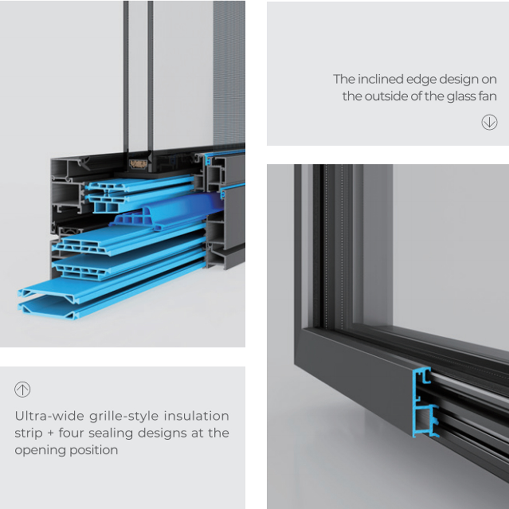 Folding Windows 90-Degree Stacking Aluminum Frame Double Glazing Soundproof for Villa Terrace Balcony Use