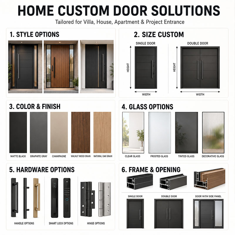 Customized High Quality Luxury Modern House External Security Front Entry Exterior Aluminium Main Double Pivot Door
