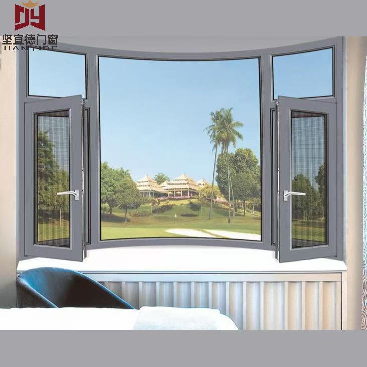 Aluminum Alloy Casement Windows with Thermal Break Double Glazed Soundproof Windproof Features European Style Aluminum Window