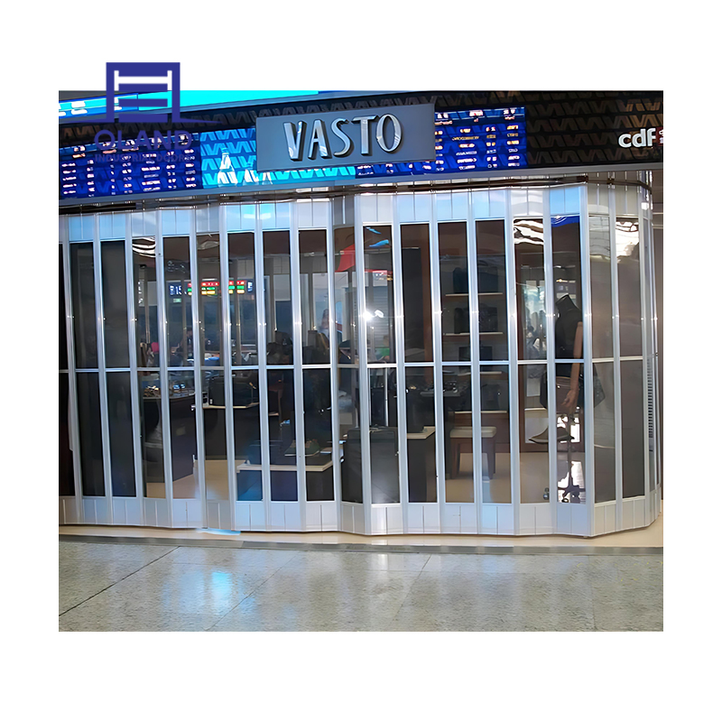 Indoor Shopping Mall Luxe Invisible Sliding Bi Folding Acrylic Crystal Transparent Doors Aluminum Pc Folding Door for Rooms