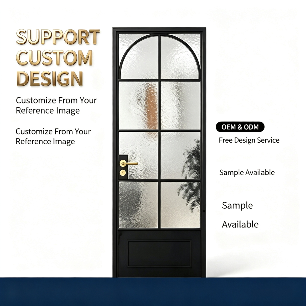 French-style Aluminum Frame Glass Door Vintage Narrow Frame Swing Door Tempered Safety Glass Interior Bathroom Kitchen Hospital