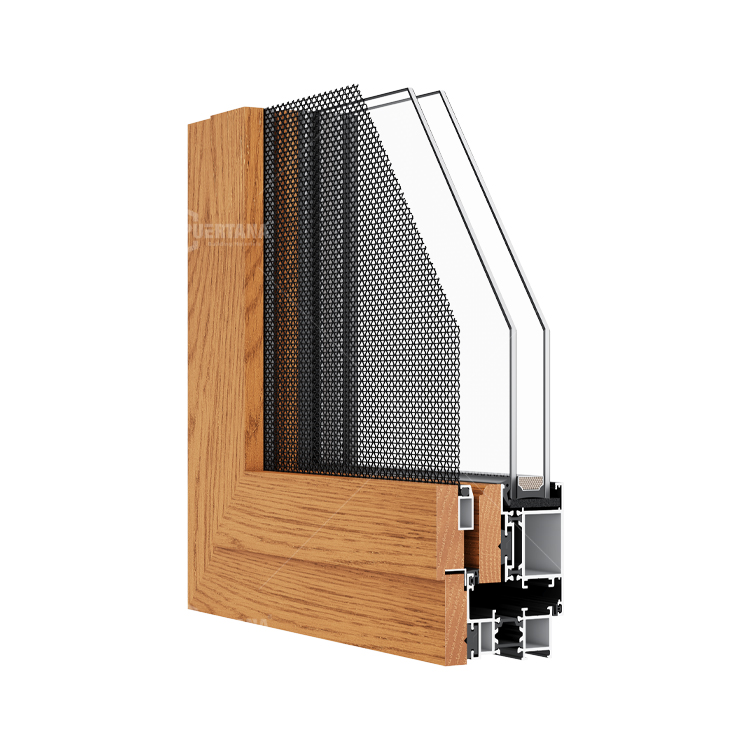 America Style Aluminum Clad Wood Casement Window With Double Toughened Glass for Villa House
