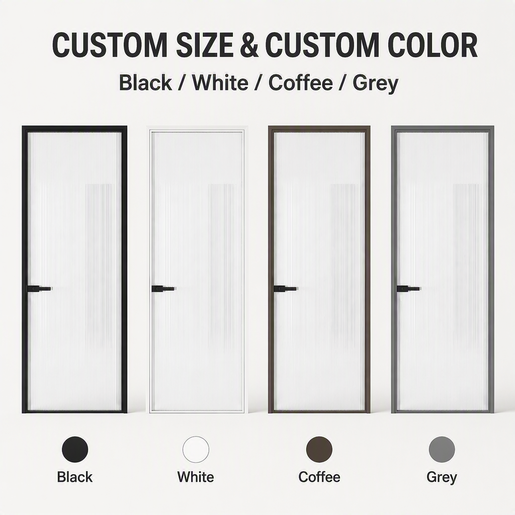 Black Aluminum Magnesium Alloy Bathroom Door Double Glazing Multi-Point Locking Custom Color Modern Shower Partition