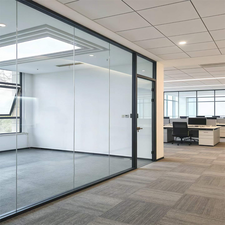Commercial Office Glass Partition System Aluminum Frame Tempered Glass Modular Office Wall Soundproof Partition
