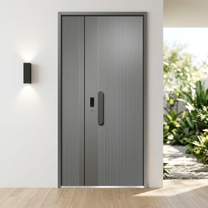 Cast Aluminum Contemporary Swing Fire Prevention Entry Door For Exterior Bedroom Villa Security Unequal Double-Leaf Door