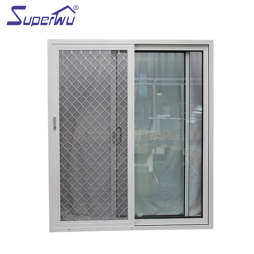 Australian Standard Aluminum White Frame Color Sliding Door Double Glazed With Security Fly Screen Best Price
