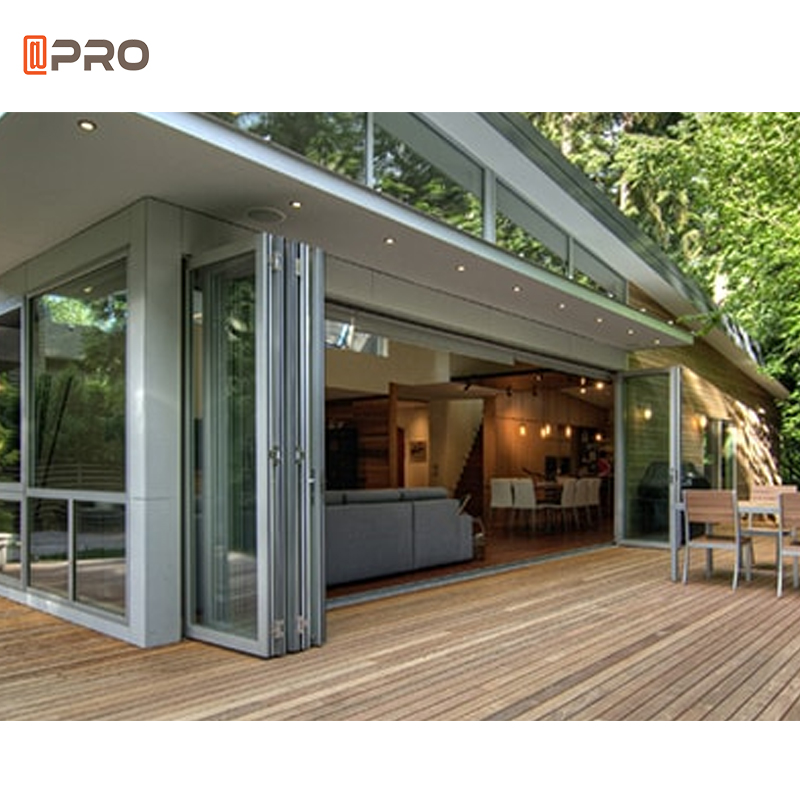 High Quality Outdoor Soundproof Aluminum Door Frame Exterior Bi-Sliding Folding Doors