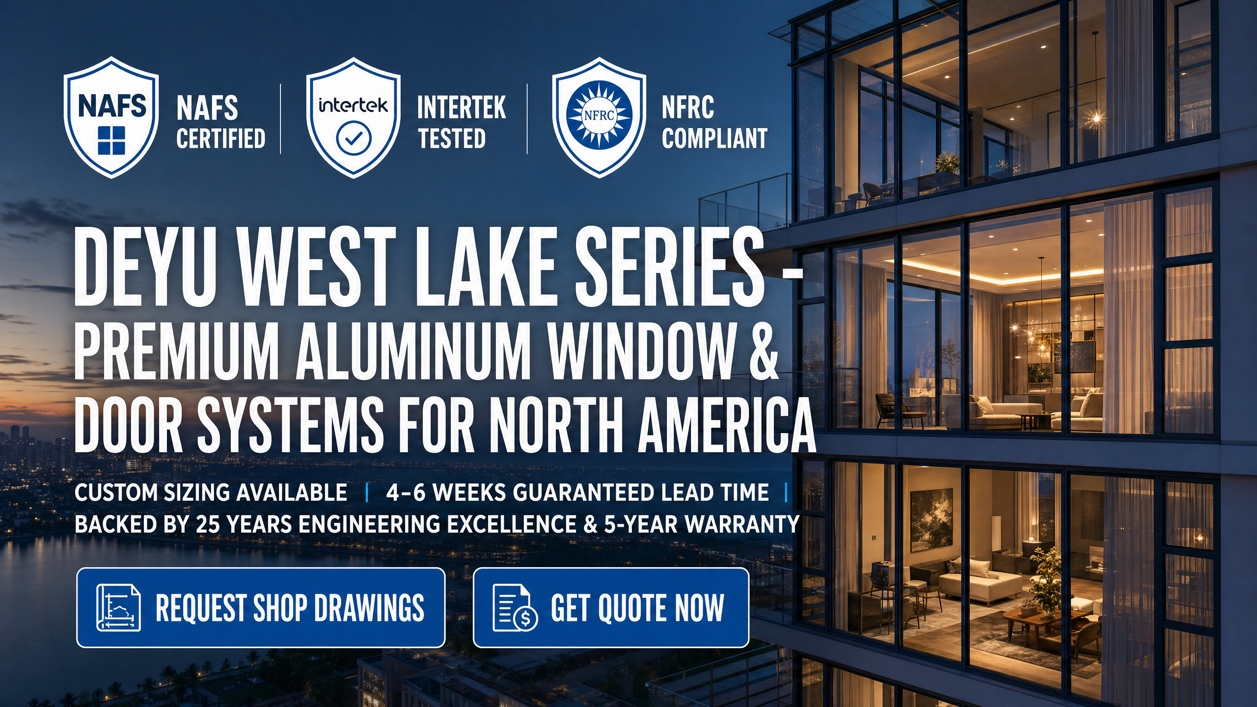Complete Aluminum Window Door System | Exterior Whole House Glazing Solution 5 Year Warranty for Residential Projects Architects