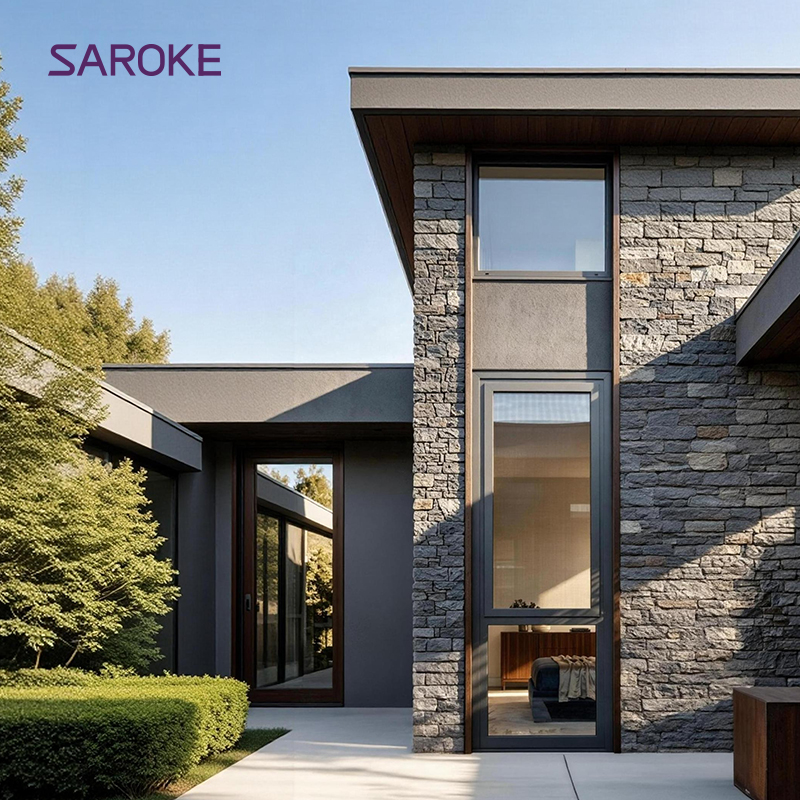 American Standard House Black Metal Patio Exterior Thermal Break Aluminum Doors and windows