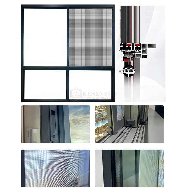 Heavy Duty Thermal Break Aluminum Sliding Windows with Mosquito Net for Villa Balcony Patio Application