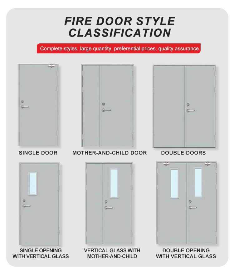 Custom Safety Entry Glass Fire Security Door Aluminum Modern Design Interior Use Fire Prevention Sound Insulation for Hotels