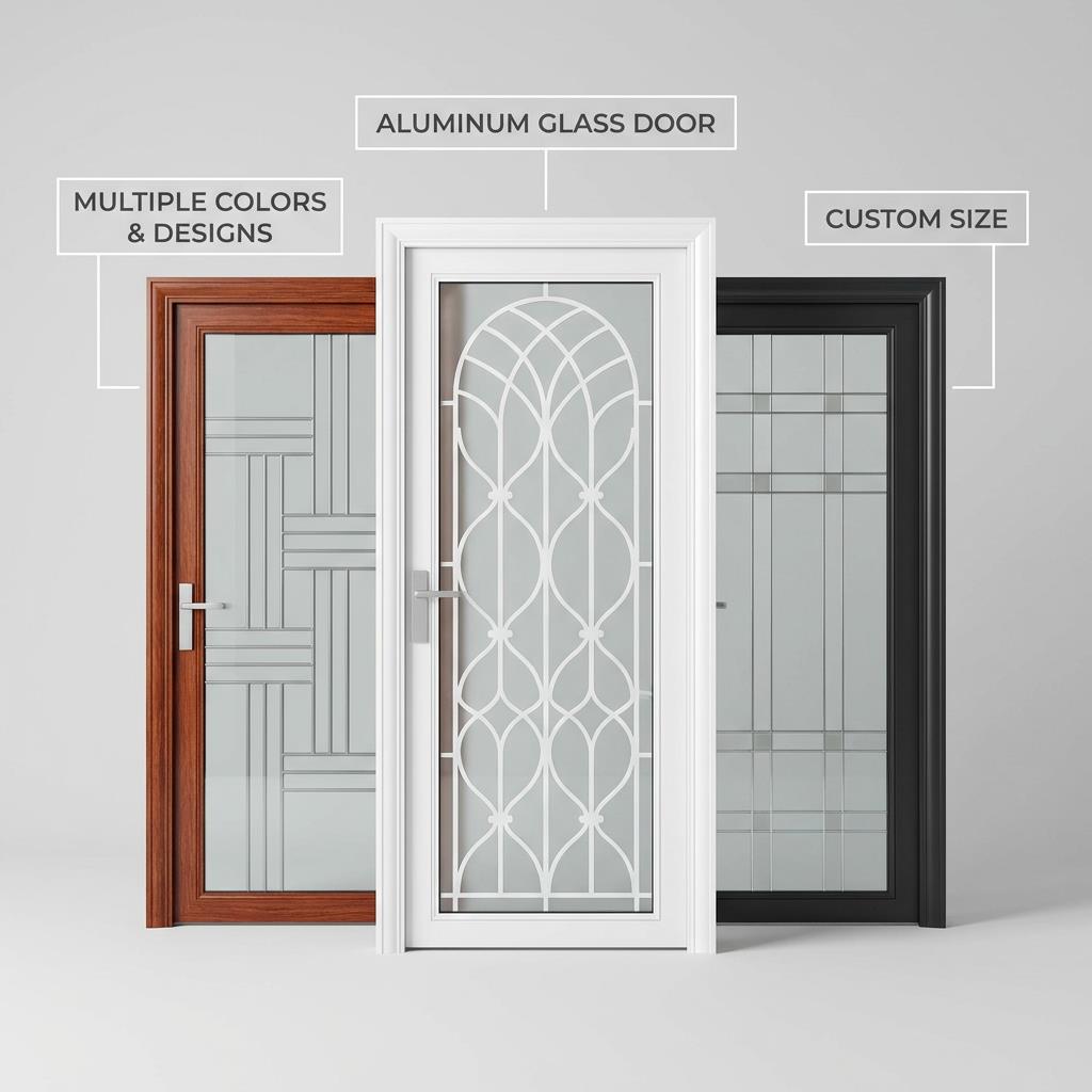 Modern Style 79x32 Aluminum Alloy Tempered Frosted Glass Door Waterproof for Interior Bathroom Use Finished Surface