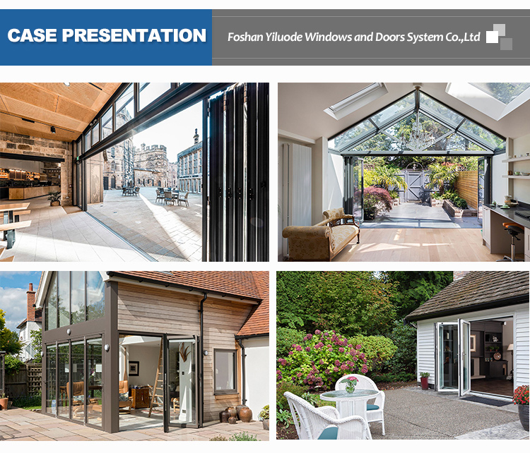 Double Tempered Glass Thermal Break Bi-Fold Door Modern Soundproof Tropical Design Foldable Aluminum Patio Door