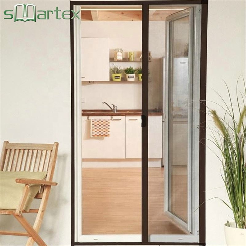 Custom Aluminum Frame Retractable Screens Door Mesh Anti Mosquito Bug Security Roller Sliding Fly Screen Door