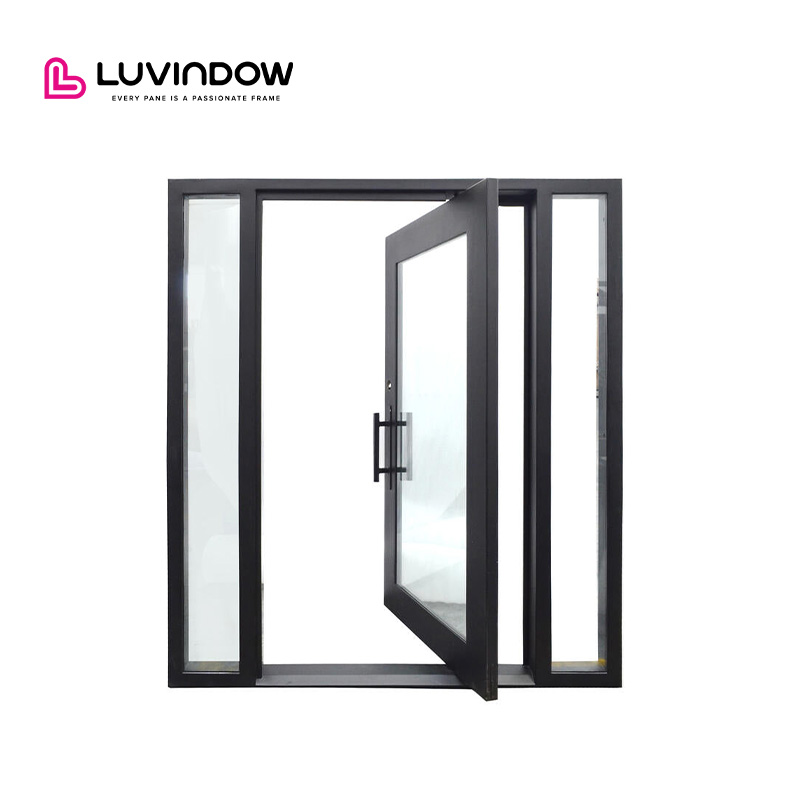 Modern Style Main Entrance Door Heat Insulated Aluminum Double Glazed Glass Pivot Door