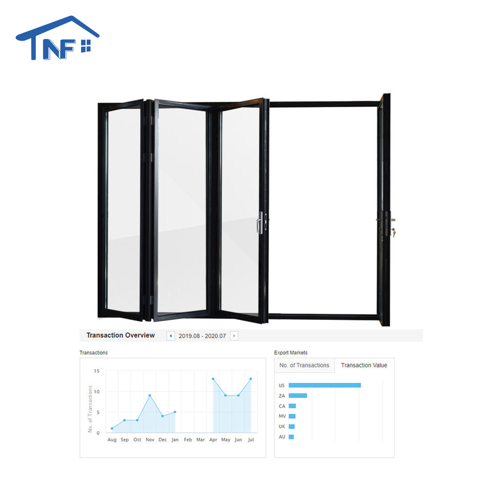 NFRC American Customized Modern Double Glazed Bifold Exterior Aluminum Door Patio Aluminium Folding Glass Door