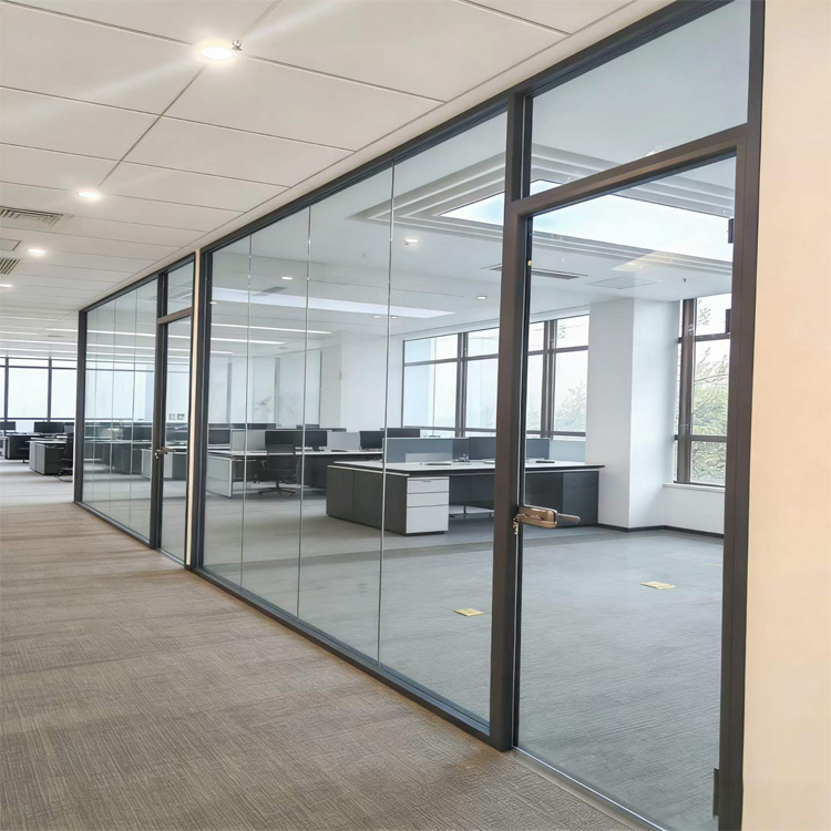 Commercial Office Glass Partition System Aluminum Frame Tempered Glass Modular Office Wall Soundproof Partition