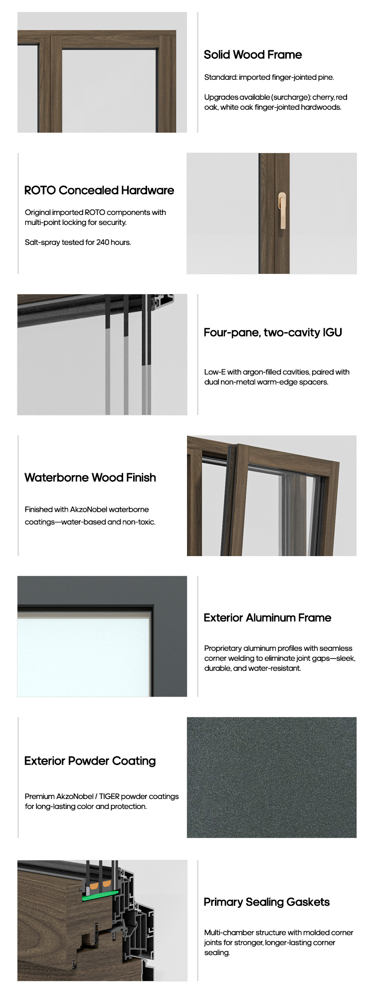 Sayyas Windows P120 Modern PHI Certified Energy Efficient Alu-Wood Composite Soundproof Heat Insulation Windows Kitchen Bathroom